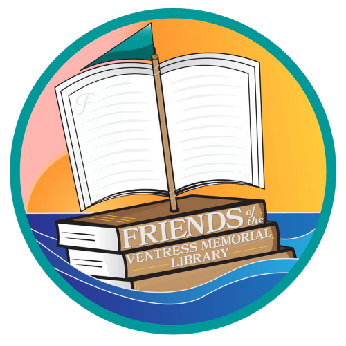 Friends of the Library graphic--blue with white text