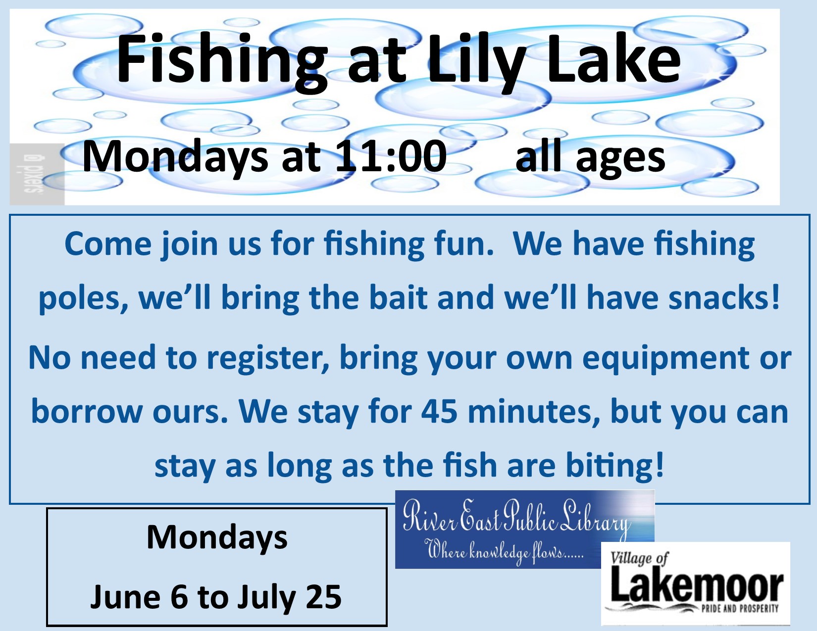 Poster with information regarding our fishing days
