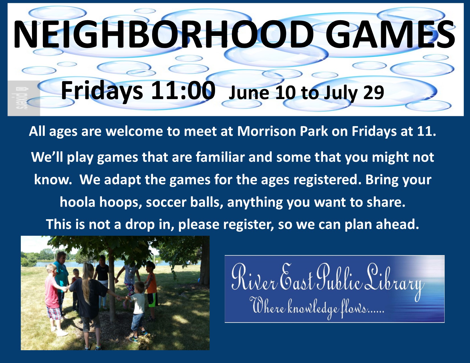 Poster with information about our Neighborhood Games