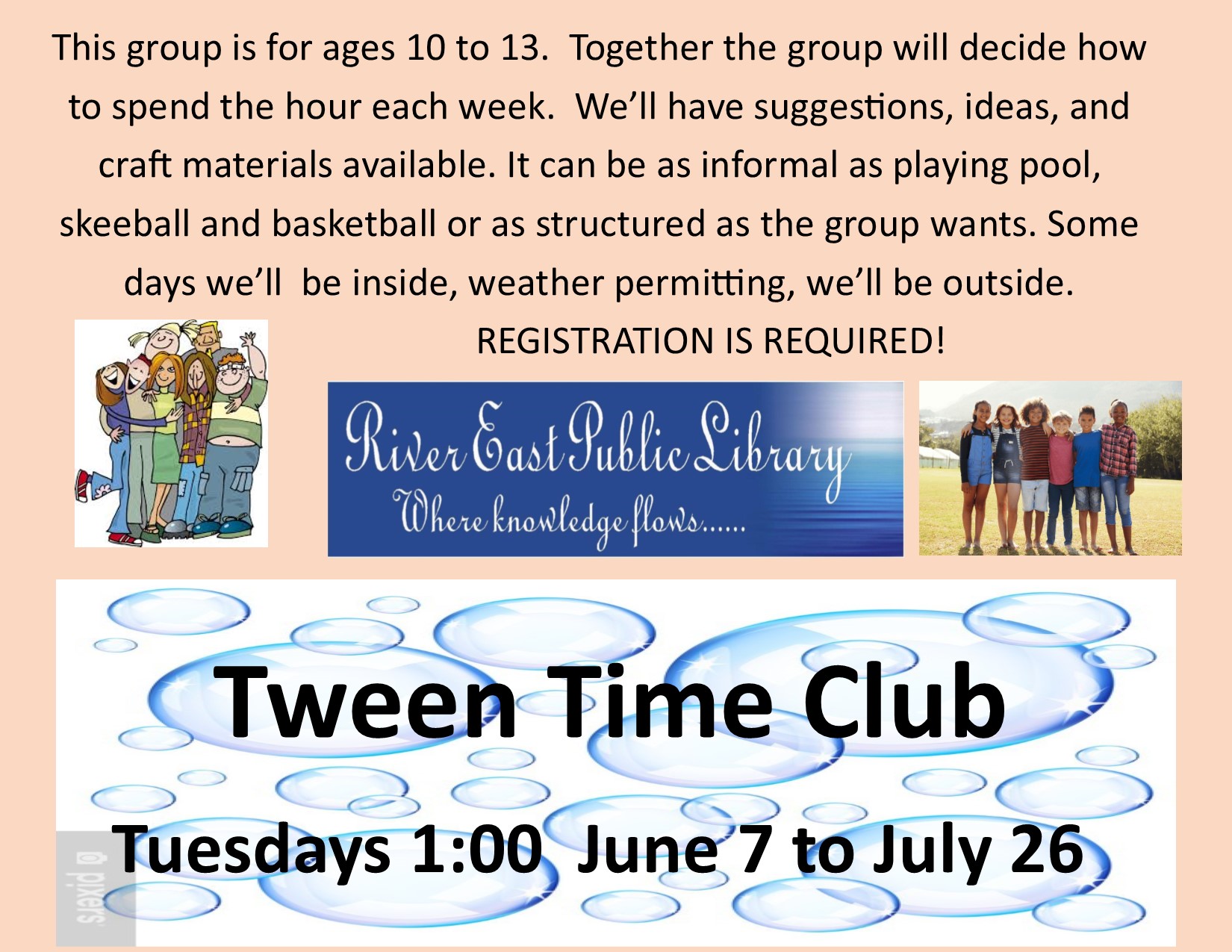 Poster with information about our tween sessions